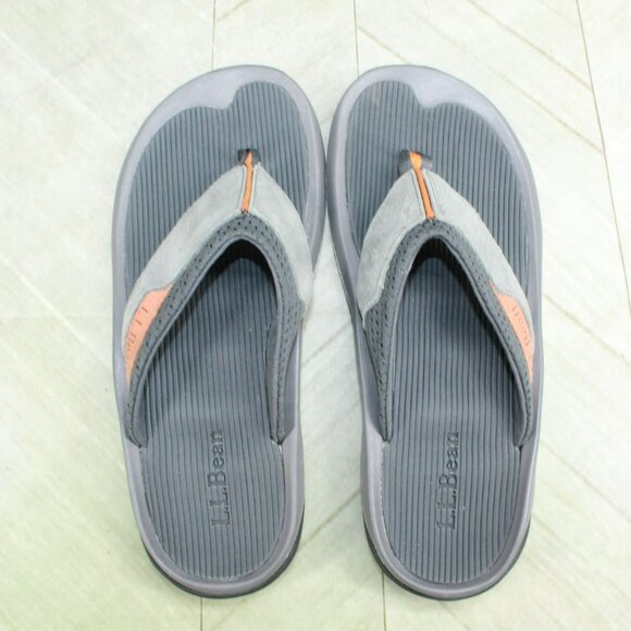 LL Bean Swift River Gray Suede Slip On Perforated Sports Flip-Flops Size 9 M - Picture 6 of 9